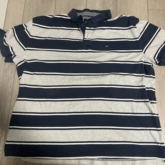 Tommy Hilfiger Mens Extra Large Navy Blue/Black Short Sleeve Collared Size XL - Picture 1 of 5